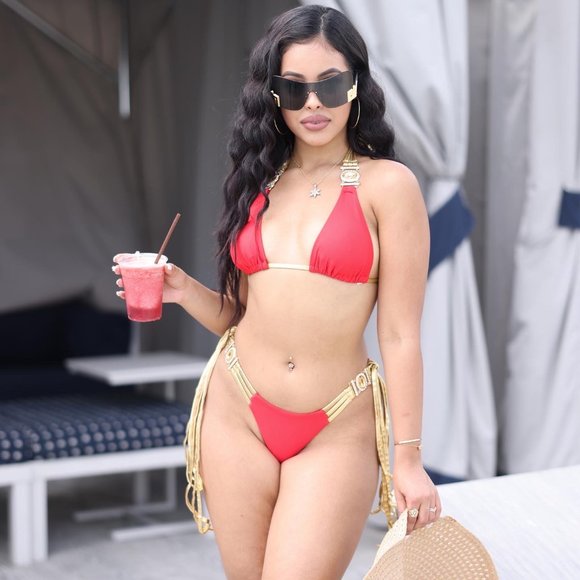 Gold Strap Two Piece Bikini Swimsuit - Picture 2 of 6